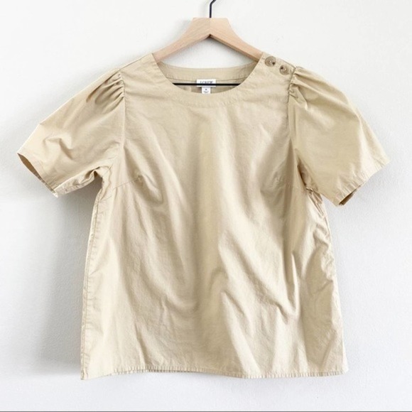 J. Crew Tops - J. Crew Khaki Puff Sleeve Blouse
